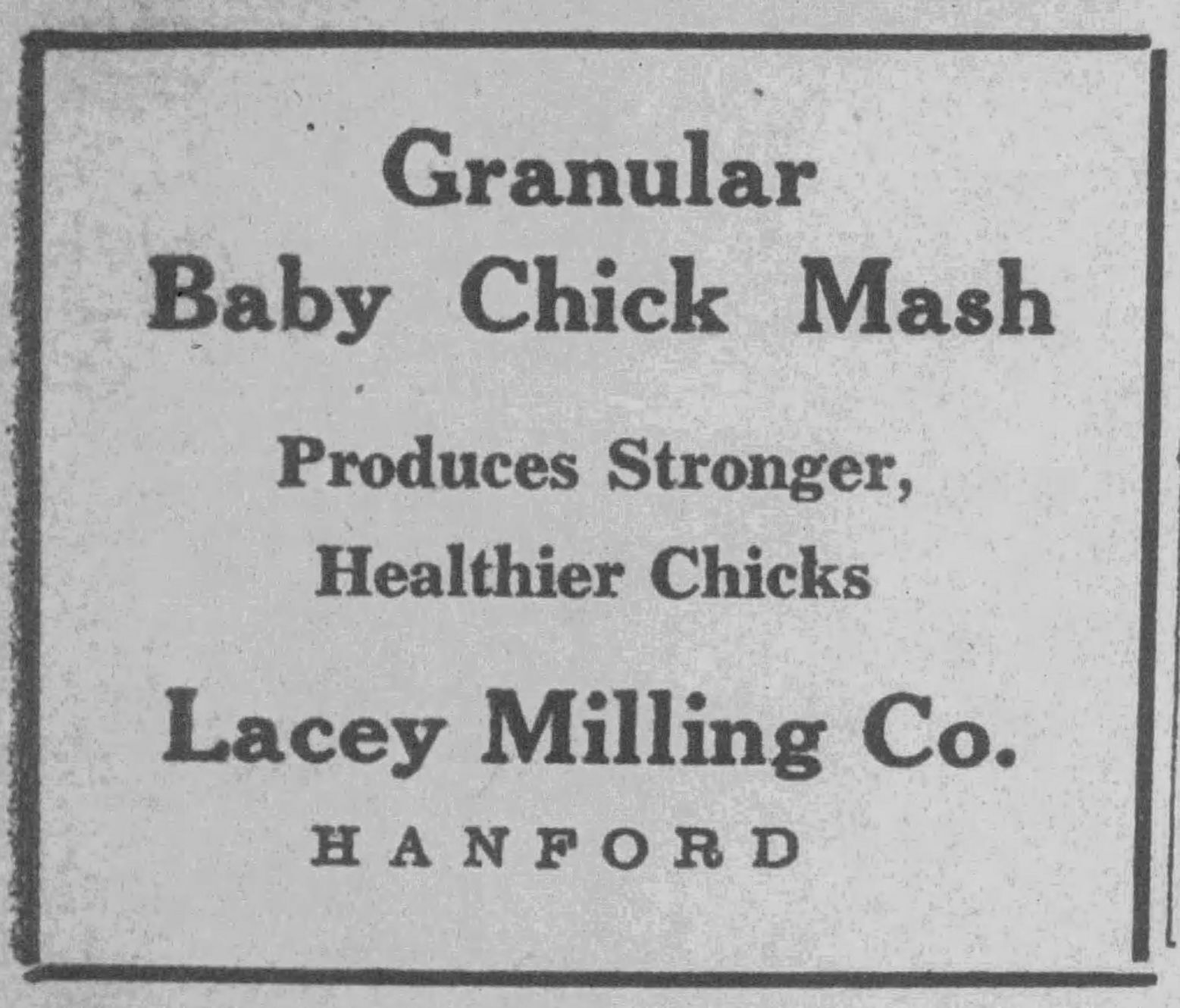 Lacey Milling ad 1931